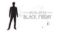 Black Friday Special Offer Banner With Grunge Rubber Fashion Model Male Silhouette On White Background Royalty Free Stock Photo