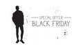 Black Friday Special Offer Banner With Grunge Rubber Fashion Model Male Silhouette On White Background