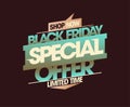 Black friday special offer sale, limited time, shop now, vector web banner