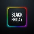 Black Friday square icon with rainbow glow.