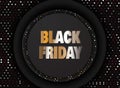 Black Friday stylish black with gold button. Royalty Free Stock Photo