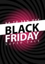 Black friday super sale poster. Clearance mega discount flyer template. Big special offer season. Vector digital shop banner illus Royalty Free Stock Photo