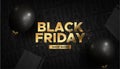 black friday super sale with realistic shopping elemens design illustration