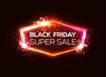 Black friday super sale. Shining shopping sign.