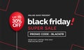 Black friday super sale simple social media web banner template design with abstract line background and balloon vector Royalty Free Stock Photo