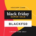 Black friday super sale social media poster design with modern abstract geometric background vector illustration Royalty Free Stock Photo