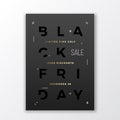 Black Friday Swiss Style Minimal Poster or Flyer. Modern Typography Concept. Abstract Elements. Soft Realistic Shadow.