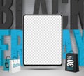 Black friday tablets sale vector banner template Royalty Free Stock Photo