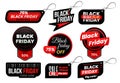 Black friday tag. Market sale tags, shopping sales sign label and marketing labels vector design set Royalty Free Stock Photo