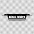 Black friday tag on transparent background. Isolated vector web banner. Discount banner design. Advertising sign. New banner Royalty Free Stock Photo