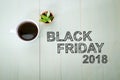 Black Friday 2015 text with a cup of coffee Royalty Free Stock Photo