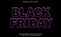 Black friday text effect warpped neon light