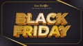 Black Friday Text in Golden Style with 3D Effect