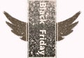 Black Friday - text on rectangular background with abstract wings of black glitter Royalty Free Stock Photo