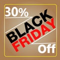 Black friday text tag for 30 sall offer in red and white color Royalty Free Stock Photo