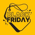 Black friday Text on tag price banner on yellow background vector design