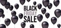 Black Friday text on white background with black balloon. Shopping web banner concept 3d render Royalty Free Stock Photo