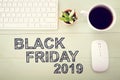 Black Friday 2015 text with workstation Royalty Free Stock Photo