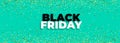 Black friday turquoise banner with golden glitter