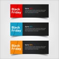 Black Friday up to 30%, 50%, 70%. Banner Design for the sale with red, blue, and yellow colors. Vector illustration. Set of Royalty Free Stock Photo