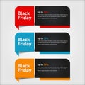 Black Friday up to 30%, 50%, 70%. Banner Design for the sale with red, blue, and yellow colors. Vector illustration. Set of Royalty Free Stock Photo