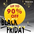 Black Friday. Up to 90% off. Vector creative template for shops, web