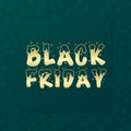 Black Friday vector frame. Gold and green background for shopping, business, sale, advertisement, design, web banner, shop, retail