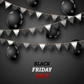 Black Friday Wallpaper with Shiny Balloons and Bunting Pennants