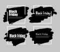 Black Friday watercolor banner of black paint, ink, grunge