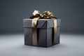 black friday black and white gift box with ribbon on gray backgr Royalty Free Stock Photo