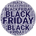 Black Friday Wordcloud. Text cloud. Typography concept. Vector illustration Royalty Free Stock Photo