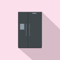 Black fridge icon, flat style