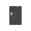 Black fridge icon, flat style