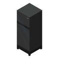 Black fridge icon, isometric style