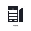 black fridge isolated vector icon. simple element illustration from furniture concept vector icons. fridge editable black logo