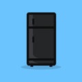 Black Fridge, Refrigerator, Food Cooler Vector Icon Illustration