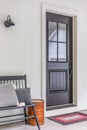 Black Front Door at Modern Farmhouse with Bench