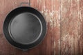 Black frying pan without a handle Royalty Free Stock Photo