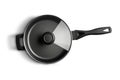 Black Frying Pan With Handle on White Background