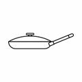 Black frying pan icon, outline style