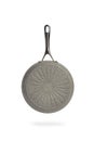 Black frying pan isolated on white background. Frying pan with non-stick coating.Non-stick frying pan made of titanium and granite