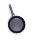 Black frying pan with non-stick coating on a white background. Royalty Free Stock Photo