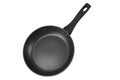 Black frying pan with nonstick surface isolated on white background, close-up