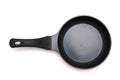 Black frying pan top view isolated