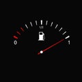 Black Fuel gauge isolated in black background. Fuel indicators gas meter. Gauge vector tank full icon. Car dial petrol Royalty Free Stock Photo