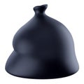 Black full garbage bag in 3d realistic glossy soft style.