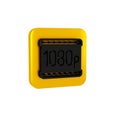 Black Full HD 1080p icon isolated on transparent background. Yellow square button.