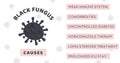 Black Fungus Outbreak. Infographic banner with symptoms of Mucormycosis disease. Horizontal card with Black Fungi Royalty Free Stock Photo