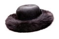 Black Fur Women Hat Studio White Background Royalty Free Stock Photo