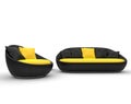 Black Furniture with Yellow Pilows Royalty Free Stock Photo